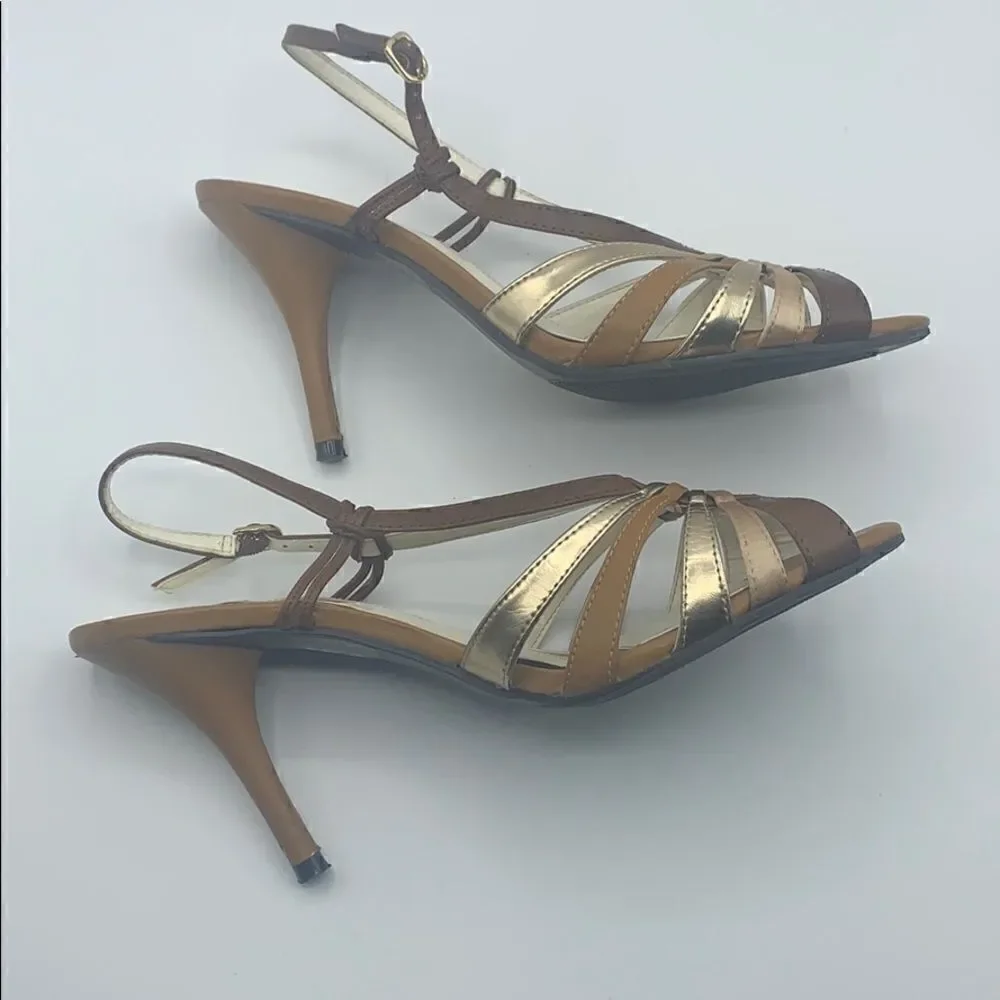 Apt. 9 gold and brown sandal heel size 8